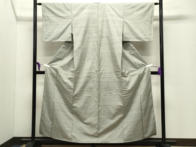 平和屋着物●上質な紬　色無地　灰青色　正絹　逸品　CABI0905gh