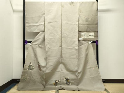 平和屋着物●西川治郎　訪問着　赤城紬　草木染工房　童子遊び　証紙付き　仮絵羽　正絹　逸品　未使用　CABI0906gh