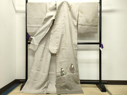 平和屋着物●西川治郎　訪問着　赤城紬　草木染工房　童子遊び　証紙付き　仮絵羽　正絹　逸品　未使用　CABI0906gh