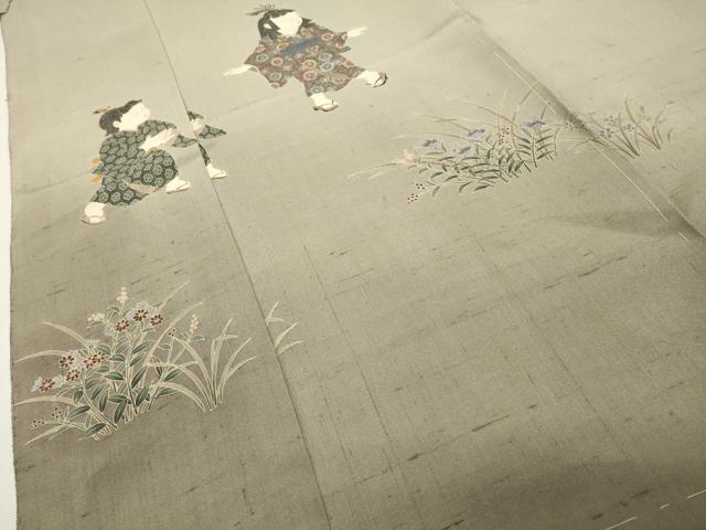 平和屋着物●西川治郎　訪問着　赤城紬　草木染工房　童子遊び　証紙付き　仮絵羽　正絹　逸品　未使用　CABI0906gh