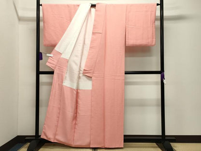 平和屋着物●上質な色無地　紋意匠　薄紅色　正絹　逸品　CABI0909gh