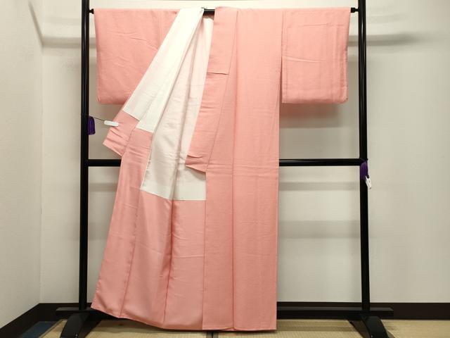 平和屋着物●上質な色無地　紋意匠　薄紅色　正絹　逸品　CABI0909gh