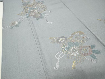 平和屋着物●中国三大刺繍　スワトウ相良刺繍　総刺繍　訪問着　文箱花文　金糸　正絹　逸品　CABI0910gh