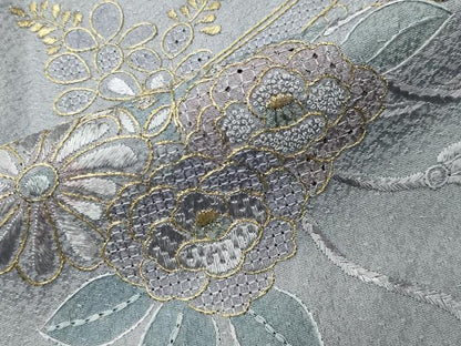 平和屋着物●中国三大刺繍　スワトウ相良刺繍　総刺繍　訪問着　文箱花文　金糸　正絹　逸品　CABI0910gh