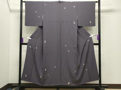 平和屋着物●上質な小紋　総刺繍　跳兎花文　金銀糸　正絹　逸品　CABI0911gh