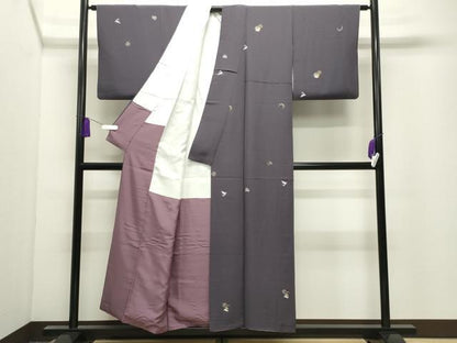 平和屋着物●上質な小紋　総刺繍　跳兎花文　金銀糸　正絹　逸品　CABI0911gh