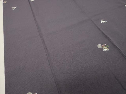 平和屋着物●上質な小紋　総刺繍　跳兎花文　金銀糸　正絹　逸品　CABI0911gh