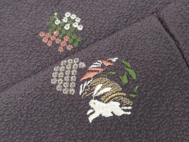 平和屋着物●上質な小紋　総刺繍　跳兎花文　金銀糸　正絹　逸品　CABI0911gh
