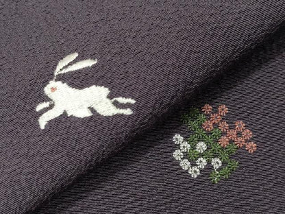 平和屋着物●上質な小紋　総刺繍　跳兎花文　金銀糸　正絹　逸品　CABI0911gh