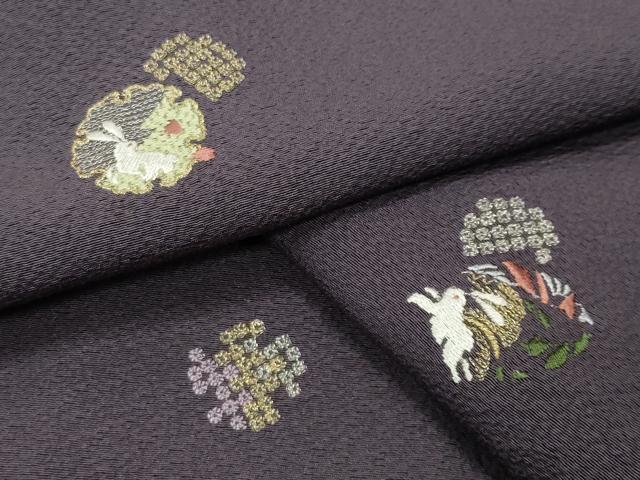 平和屋着物●上質な小紋　総刺繍　跳兎花文　金銀糸　正絹　逸品　CABI0911gh