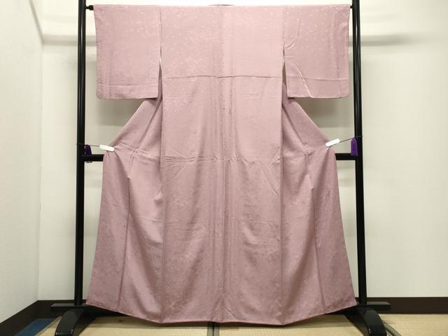 平和屋着物●上質な色無地　舞花地紋　石竹色　正絹　逸品　CABI0922gh