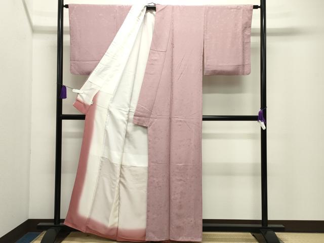 平和屋着物●上質な色無地　舞花地紋　石竹色　正絹　逸品　CABI0922gh
