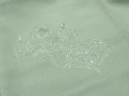 平和屋着物●中国三大刺繍　スワトウ刺繍　総刺繍　無地絵羽訪問着　花唐草地紋　夏虫色　正絹　逸品　CABI0927gh