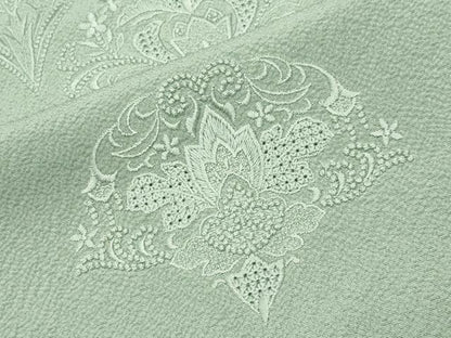 平和屋着物●中国三大刺繍　スワトウ刺繍　総刺繍　無地絵羽訪問着　花唐草地紋　夏虫色　正絹　逸品　CABI0927gh