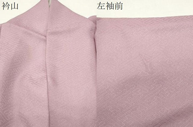 平和屋着物●上質な色無地　紗綾形地紋　薄柿色　正絹　逸品　CABI0928gh