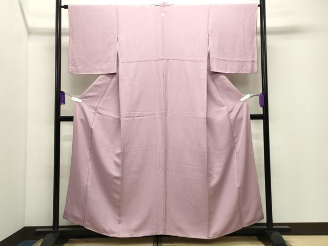 平和屋着物●上質な色無地　紗綾形地紋　薄柿色　正絹　逸品　CABI0928gh