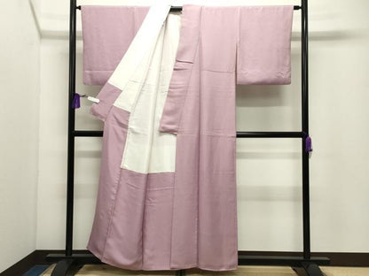 平和屋着物●上質な色無地　紗綾形地紋　薄柿色　正絹　逸品　CABI0928gh