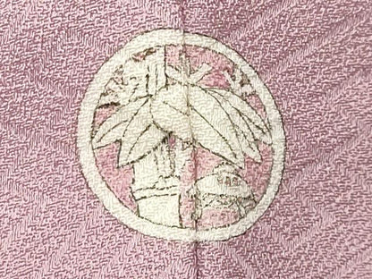 平和屋着物●上質な色無地　紗綾形地紋　薄柿色　正絹　逸品　CABI0928gh