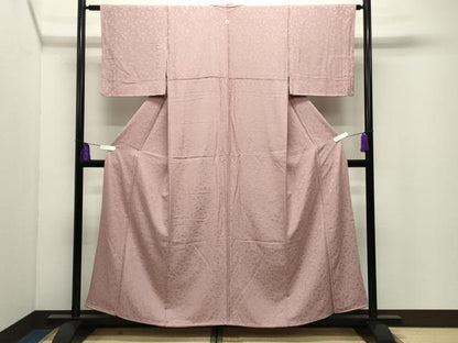 平和屋着物●上質な色無地　舞花地紋　水柿色　正絹　逸品　CABI0930gh