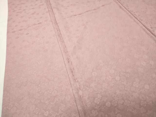 平和屋着物●上質な色無地　舞花地紋　水柿色　正絹　逸品　CABI0930gh