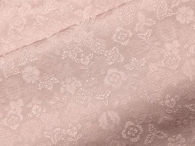 平和屋着物●上質な色無地　舞花地紋　水柿色　正絹　逸品　CABI0930gh