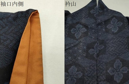 平和屋着物●結城紬　亀甲花文　正絹　逸品　CABI0932gh