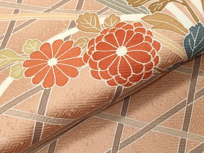 平和屋着物●訪問着　籬草花文　暈し染め　ロング丈　正絹　逸品　CABI0933gh