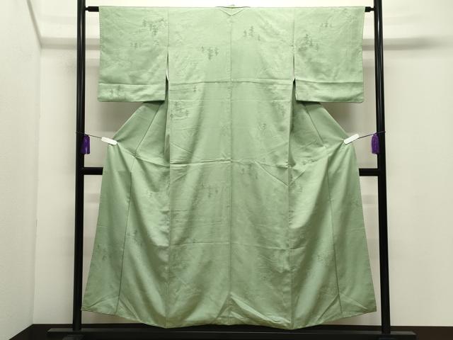 平和屋着物○上質な色無地 御所解地紋 裏葉柳色 正絹 逸品