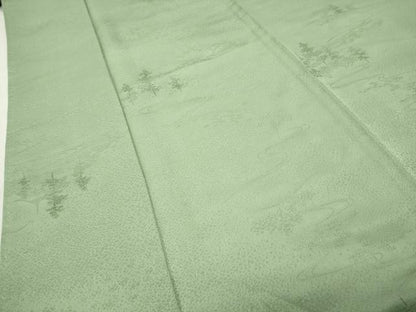 平和屋着物●上質な色無地　御所解地紋　裏葉柳色　正絹　逸品　CABI0934gh