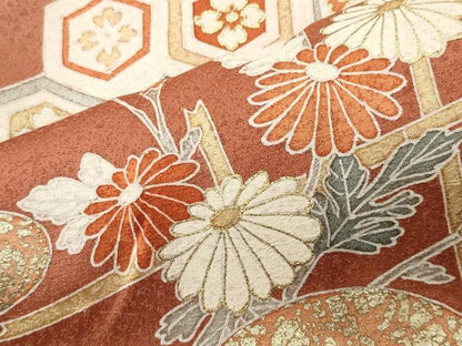 平和屋着物●訪問着　刺繍　雲重ね宝尽くし松竹梅文　暈し染め　金彩　三越扱い　正絹　逸品　CABI0937gh