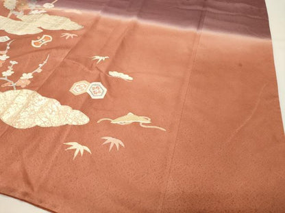 平和屋着物●訪問着　刺繍　雲重ね宝尽くし松竹梅文　暈し染め　金彩　三越扱い　正絹　逸品　CABI0937gh