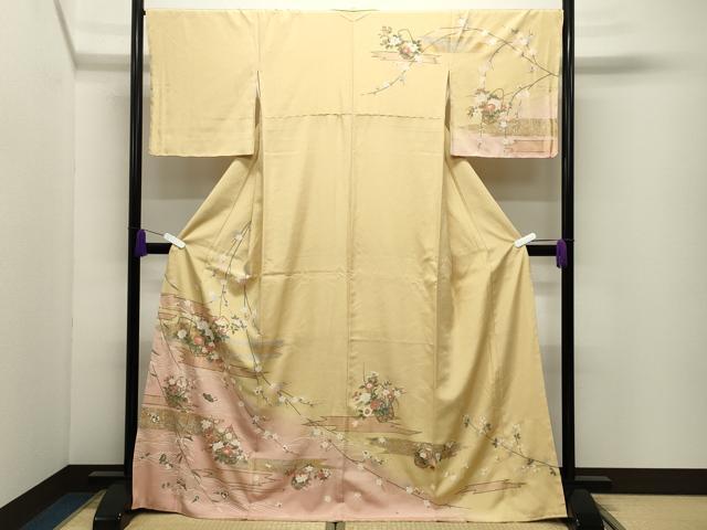 平和屋着物●訪問着　花籠文　暈し染め　金彩　正絹　逸品　未使用　CABI0941gh