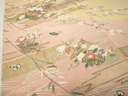 平和屋着物●訪問着　花籠文　暈し染め　金彩　正絹　逸品　未使用　CABI0941gh