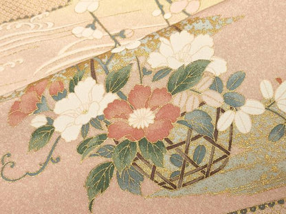 平和屋着物●訪問着　花籠文　暈し染め　金彩　正絹　逸品　未使用　CABI0941gh