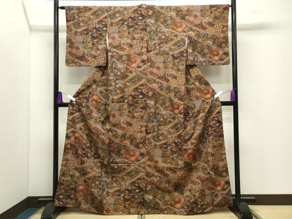平和屋着物●上質な小紋　飛鳥花文　鬼しぼ縮緬　正絹　逸品　CABI0942gh