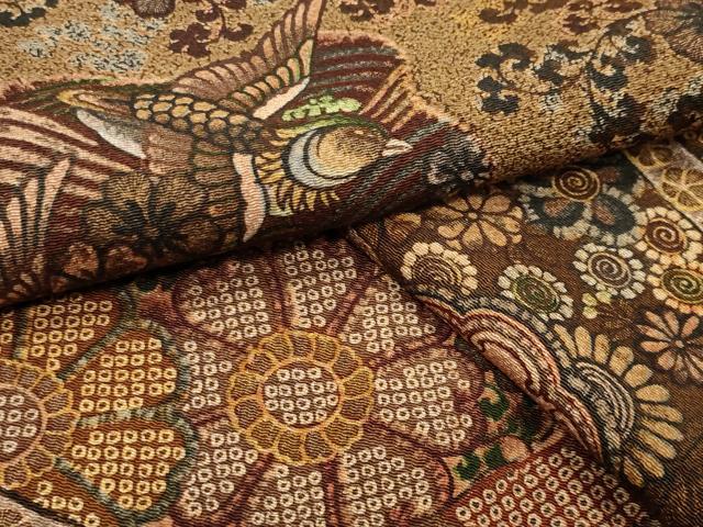 平和屋着物●上質な小紋　飛鳥花文　鬼しぼ縮緬　正絹　逸品　CABI0942gh