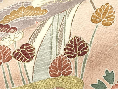 平和屋着物●訪問着　駒刺繍　風景花文　暈し染め　金彩　正絹　逸品　CABI0943gh