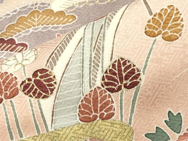 平和屋着物●訪問着　駒刺繍　風景花文　暈し染め　金彩　正絹　逸品　CABI0943gh