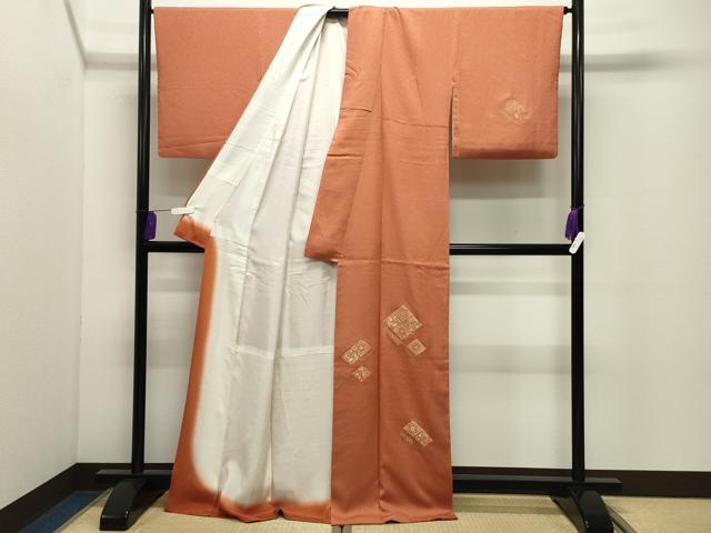 平和屋着物●訪問着　寿光織　菱鳳凰花文　金銀糸　正絹　逸品　CABI0945gh