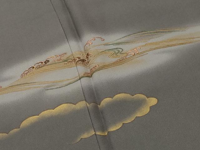 平和屋着物●訪問着　刺繍　雲取り立波文　暈し染め　金彩　正絹　逸品　未使用　CABI0946gh