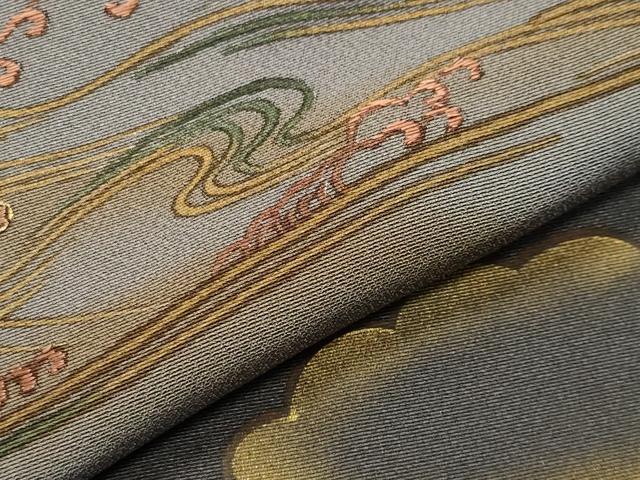 平和屋着物●訪問着　刺繍　雲取り立波文　暈し染め　金彩　正絹　逸品　未使用　CABI0946gh