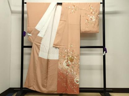 平和屋着物●訪問着　雪輪重ね花文　暈し染め　金彩　正絹　逸品　CABI0948gh