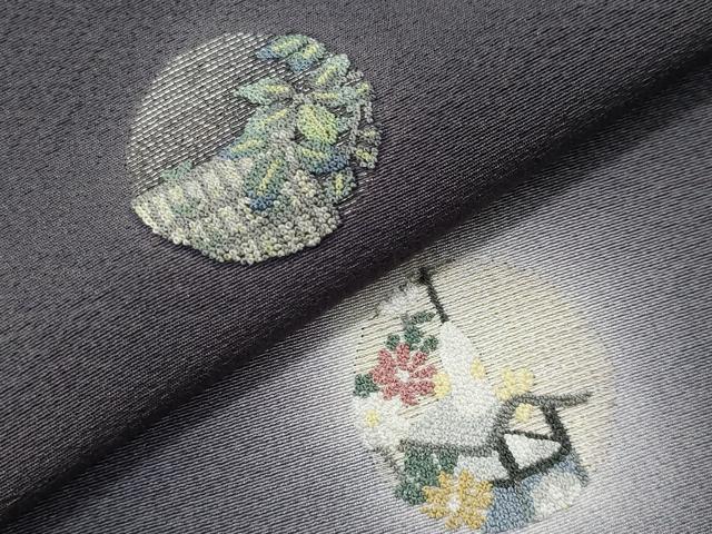 平和屋着物●中国三大刺繍　相良刺繍　総刺繍　訪問着　風景花文　蛍暈し　金銀糸　正絹　逸品　CABI0949gh