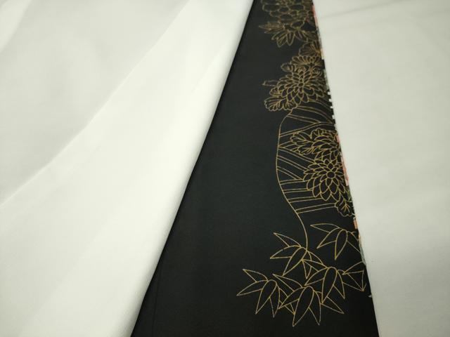 平和屋着物●中国三大刺繍　蘇州刺繍　総刺繍　黒留袖　群鶴立波花文　金糸　正絹　逸品　CABI0960gh