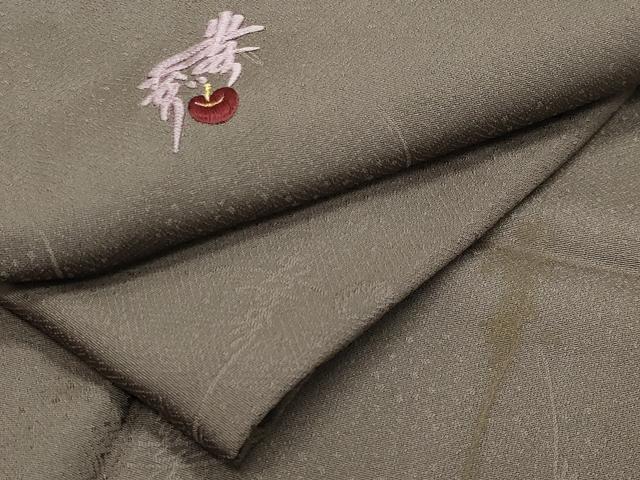 平和屋着物●上質な色無地　作家物　ワンポイント　刺繍　鈍色　正絹　逸品　CABI0961gh
