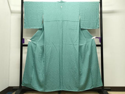 平和屋着物●上質な色無地　花唐草地紋　青磁色　正絹　逸品　未使用　CABI0964gh