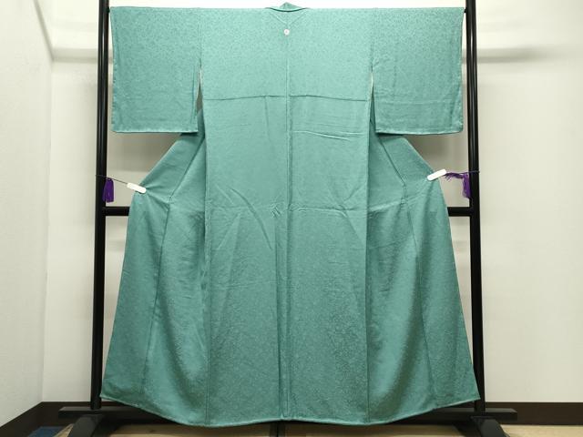 平和屋着物●上質な色無地　花唐草地紋　青磁色　正絹　逸品　未使用　CABI0964gh