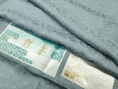 平和屋着物●上質な色無地　堅牢染　彩華　霞地紋　水色　反端付き　正絹　逸品　CABI0966gh