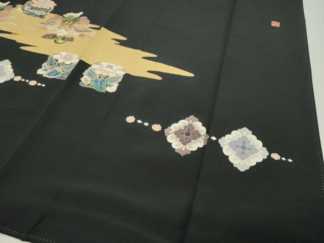 平和屋着物●豪華黒留袖　作家物　刺繍　鳳凰正倉院花文　金彩　正絹　逸品　CABI0973gh