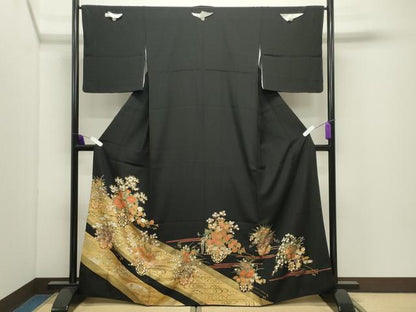 平和屋着物●豪華黒留袖　花車文　金彩　さが美扱い　正絹　逸品　未使用　CABI0974gh